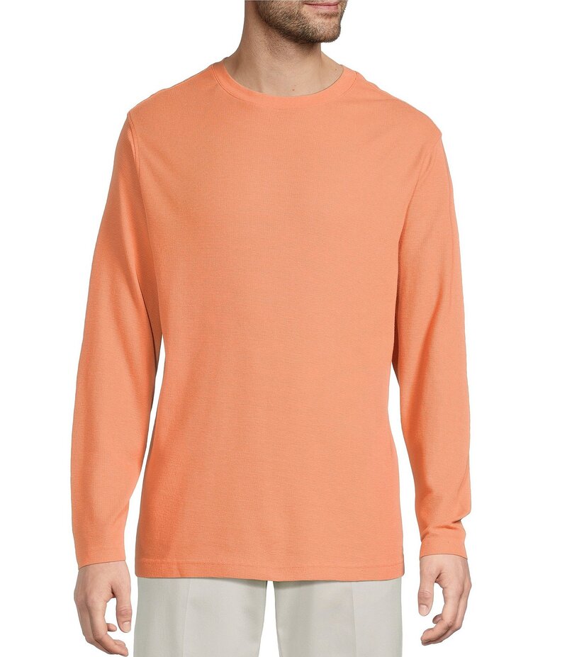 ラウンドトゥリーアンドヨーク メンズ トップス シャツ クルーネック Roundtree & Yorke Long Sleeve Solid Waffle Crewneck Pullover Orange オレンジ