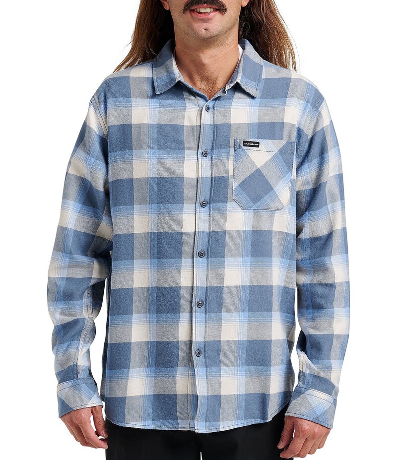 クイックしろがね色 メンズ トップス プルオーバー Quiksilver Penmar Check Long Sleeve Flannel Shirt China Blue 青色 カジュアルシャツ-メンズファッション