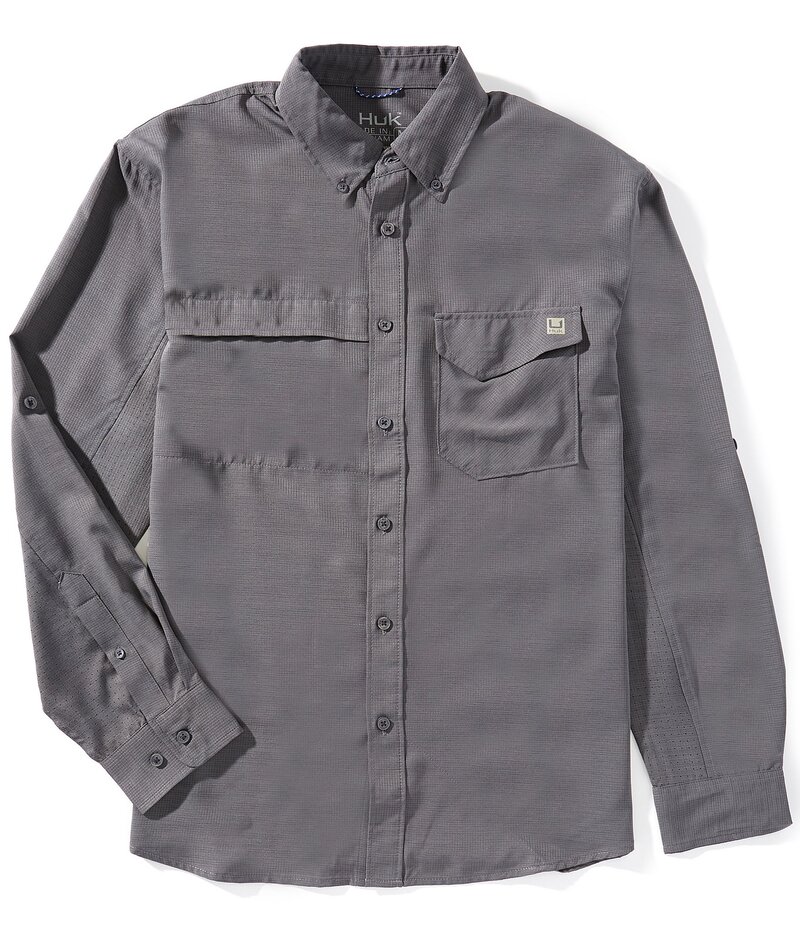 フック メンズ トップス シャツ Huk Tide Point Heather Long Sleeve Ripstop Shirt Heather Black ブラック