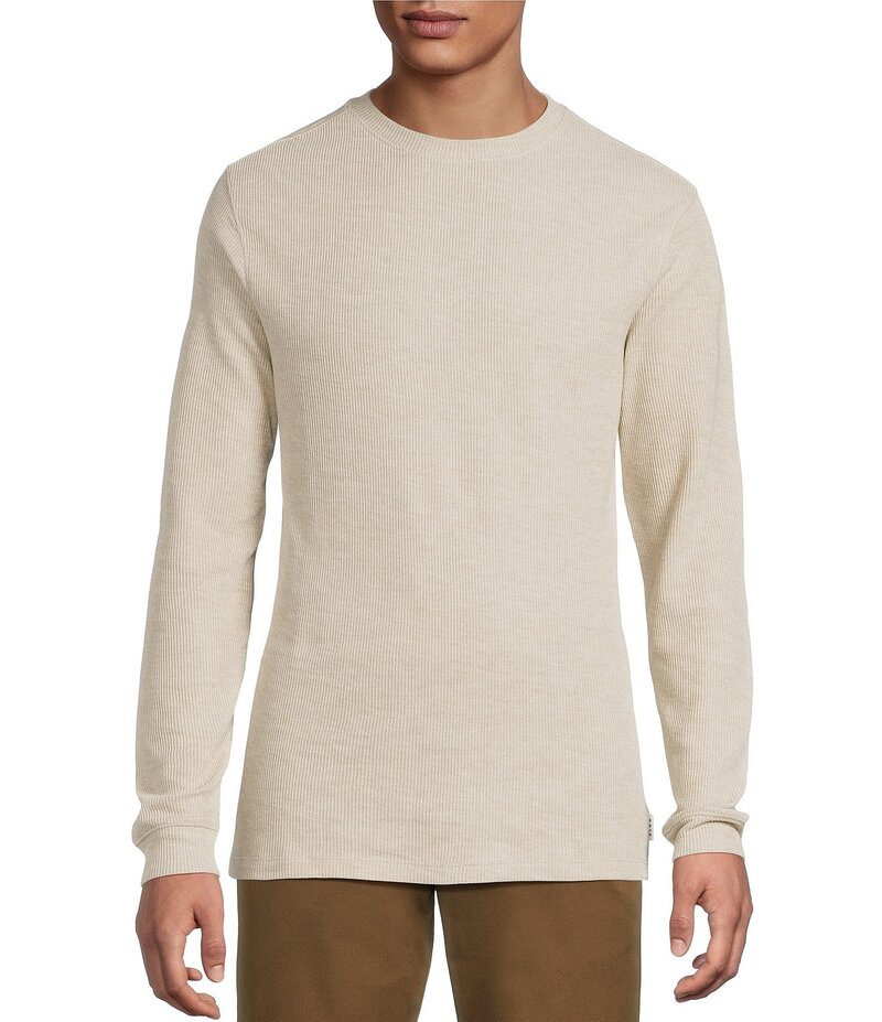 ラウン メンズ トップス シャツ リブ トール Rowm Big & Tall Long Sleeve Solid Ribbed Crew Oatmeal オートミール｜ReVida 店