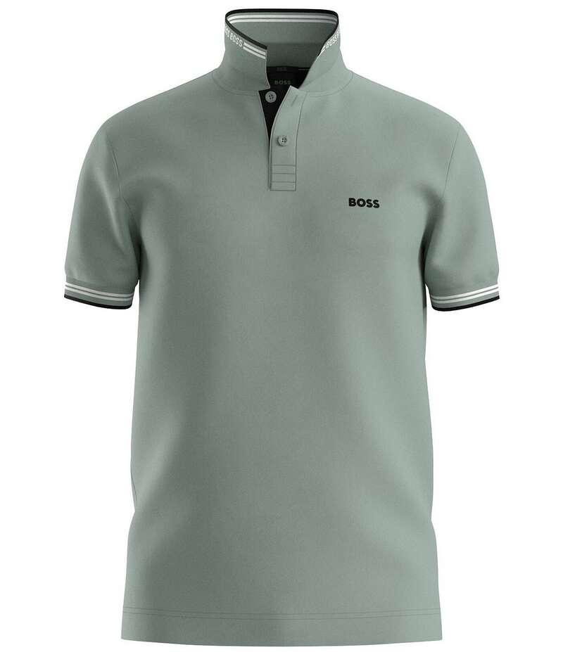 ヒューゴボス メンズ トップス シャツ スリムフィット ポロシャツ Hugo Boss BOSS Slim Fit Stretch Paul Short Sleeve Polo Shirt Open Green グリーン
