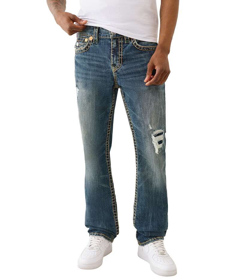 トゥルーレリジョン メンズ ボトムス デニムパンツ デニム ジーンズ True Religion Ricky 32 Distressed Super T Denim Jeans Dark Dusty デニム