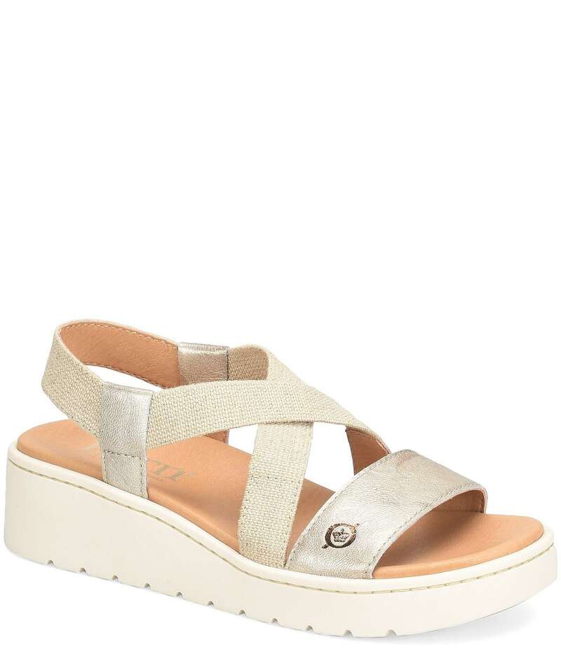 ボーン レディース シューズ サンダル プラットフォーム レザー Born Kasady Leather Stretch Platform Wedge Sandals Sand Tan タン