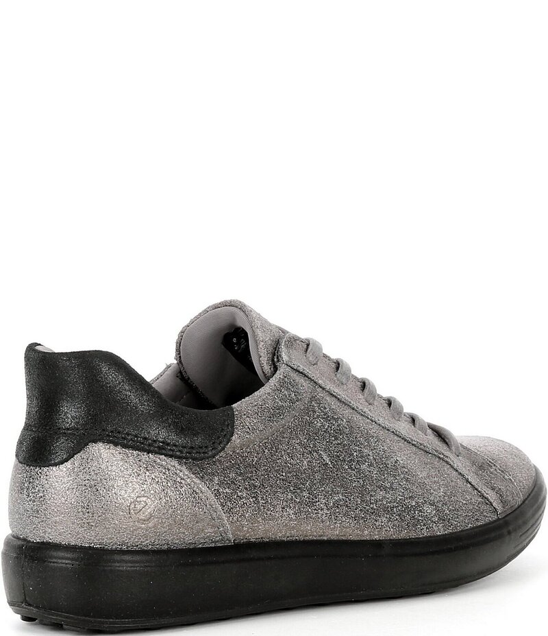 エコー レディース シューズ スニーカー レース レザー ECCO Women's Soft VII Leather Elastic Lace Slip On Sneakers Steel/Black ブラック
