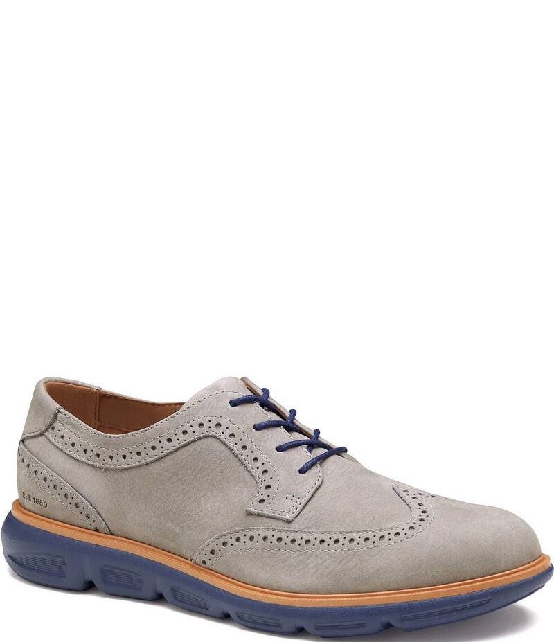 ジョンストンアンドマーフィー メンズ シューズ ドレスシューズ ウィングチップ オックスフォード ブローグ Johnston & Murphy Men's Larkin Nubuck Brogue Detail Wingtip Oxfords Gray グレー｜ReVida 店