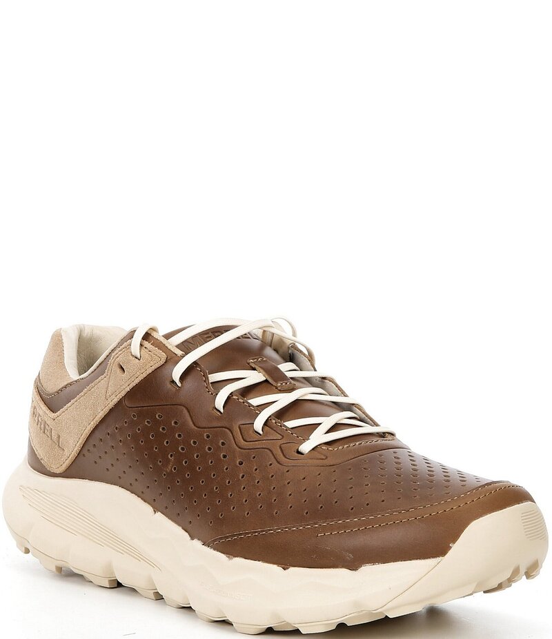 メレル メンズ シューズ スニーカー レース レザー Merrell Men's Nova 4 Traveler Perforated Leather Lace Up Trail Sneakers Beaver