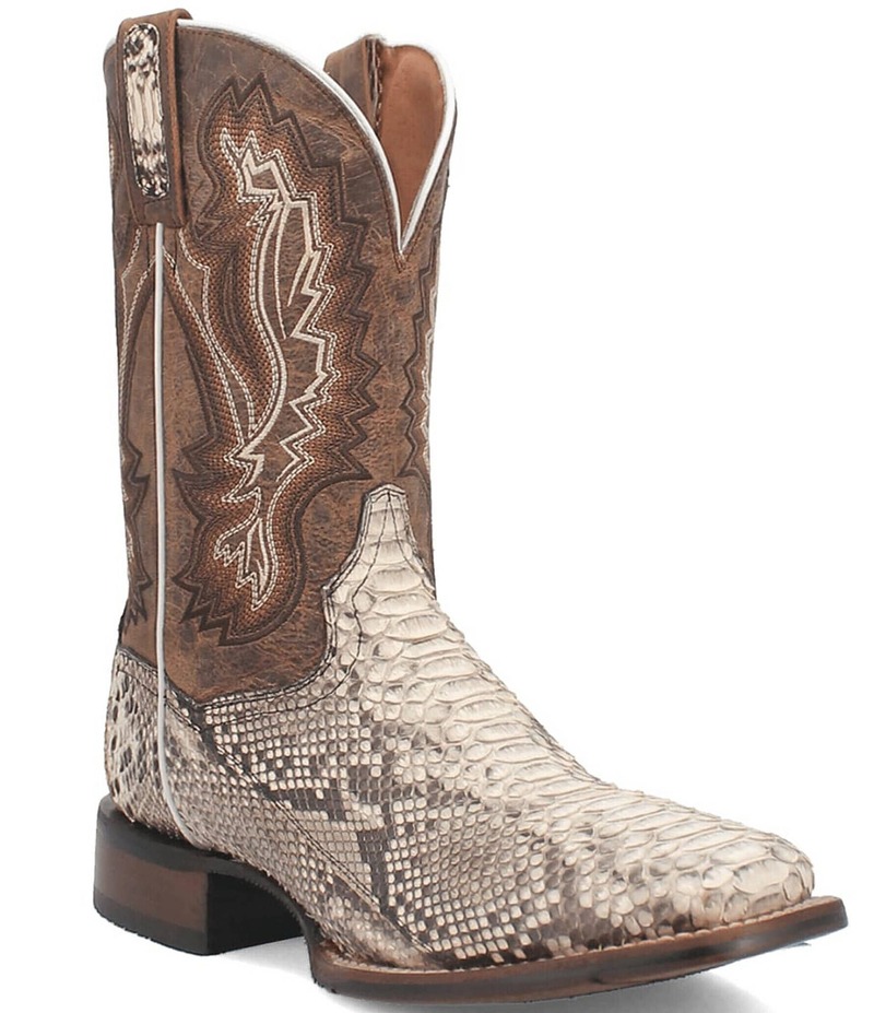 ダンポスト メンズ シューズ ブーツ・レインブーツ Dan Post Men's Brutus 11 Python Snake Square Toe Western Boots Natural/Brown ブラウン｜ReVida 店