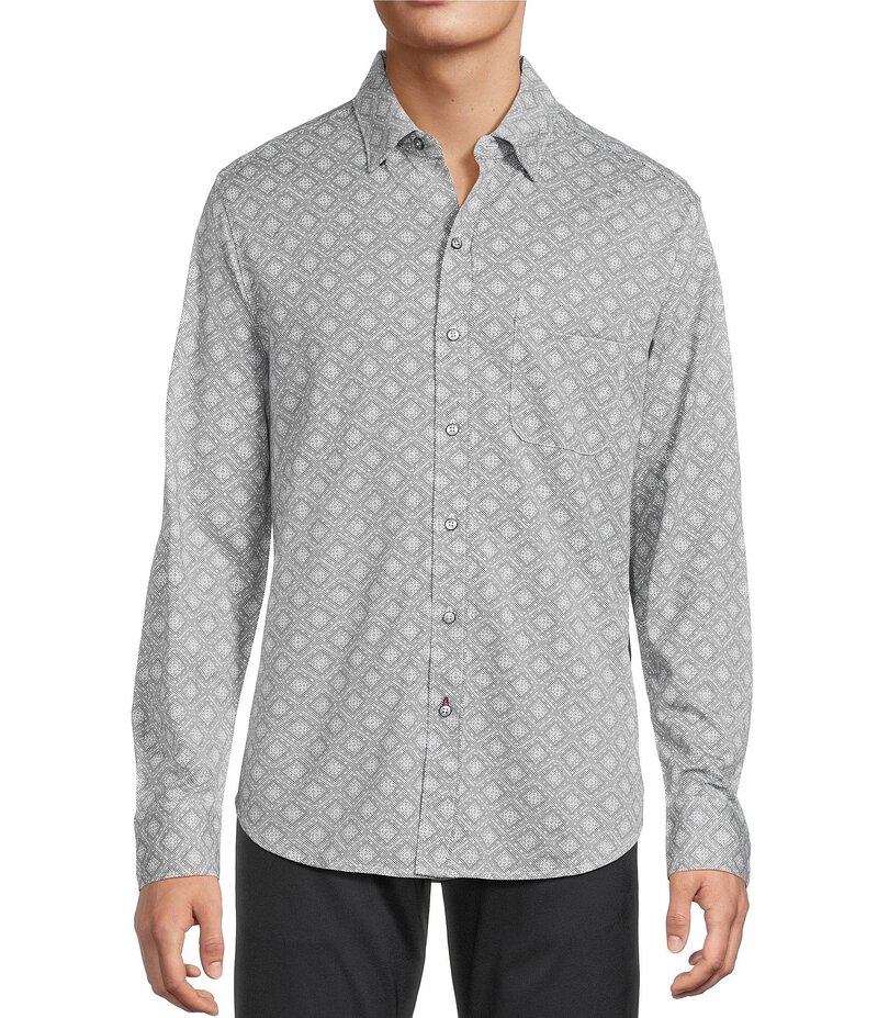 トッミーバハマ メンズ トップス シャツ トール Tommy Bahama Big & Tall San Lucio Miro Mosaic Long Sleeve Woven Shirt Light Ash アッシュ