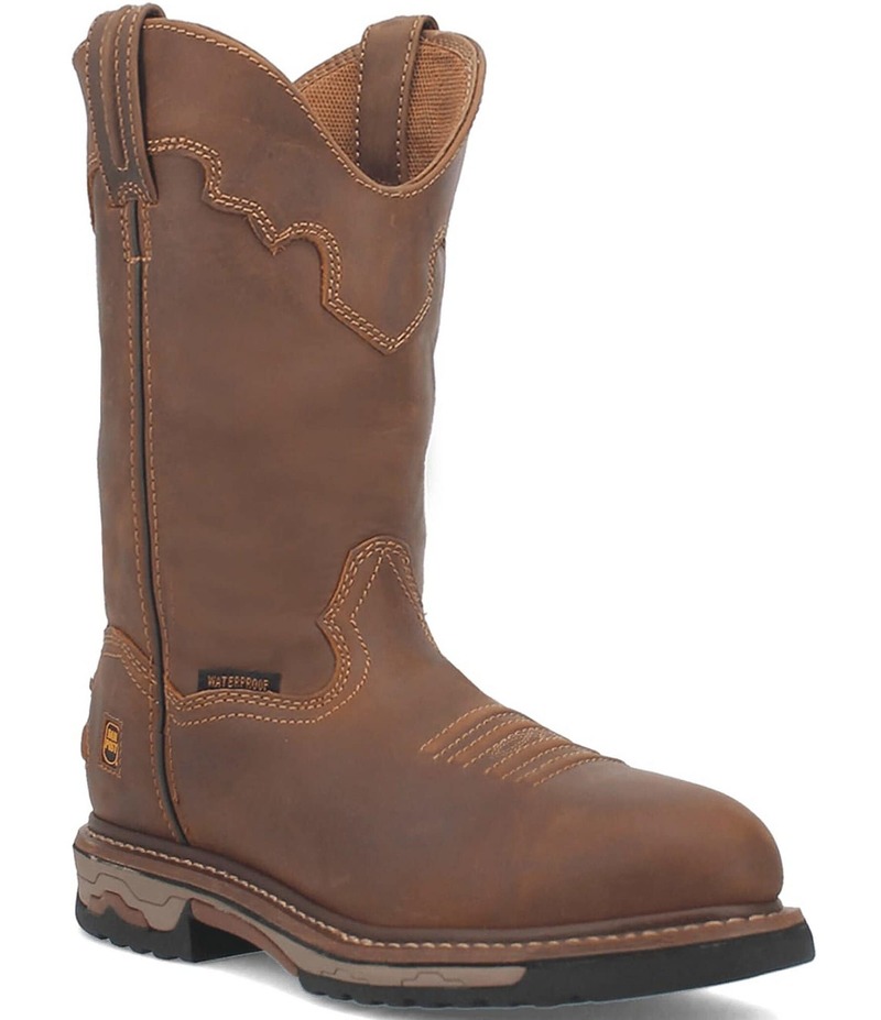 ダン郵便うけ メンズ シューズ ブーツ・レインブーツ なめし革 Dan Post Men\u0027s Journeyman 11 Waterproof Leather Round Toe Work Boots Saddle