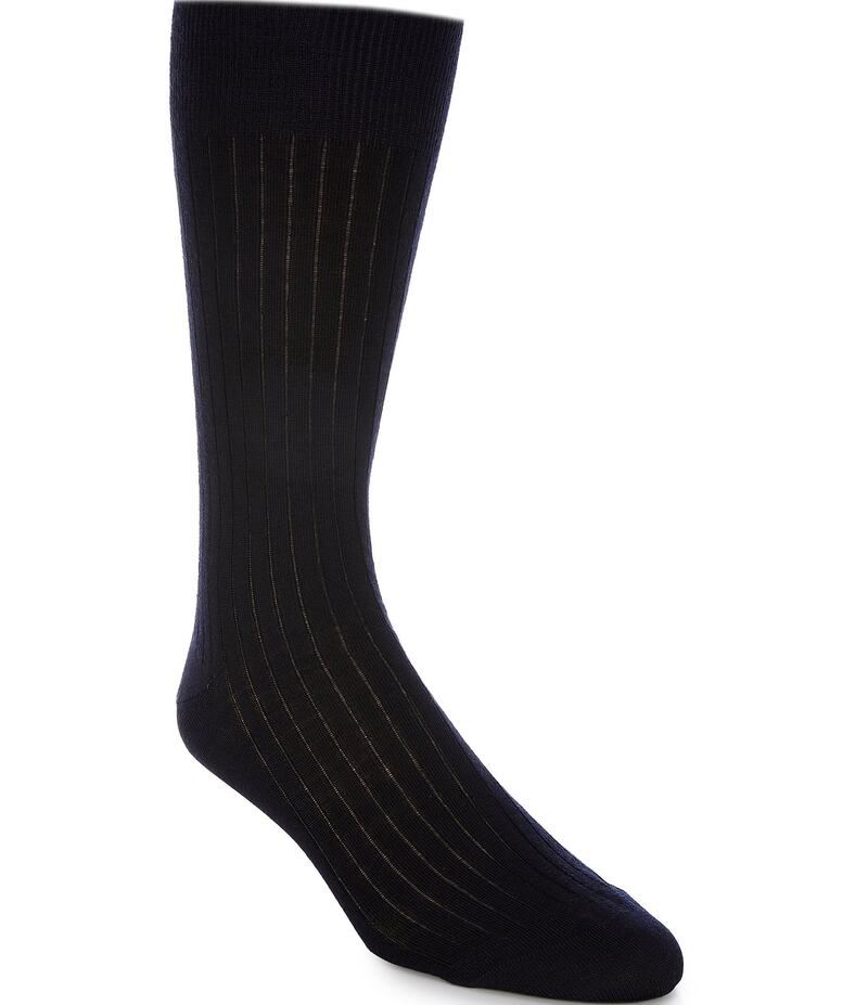 ダニエル クレミュ メンズ アンダーウェア 靴下 Cremieux Rib Crew Firm Cuff Dress Socks Navy ネイビー
