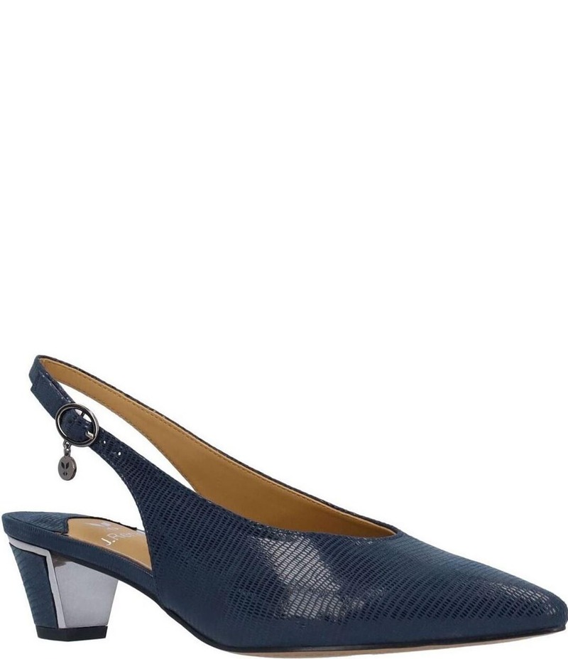 ジェイレニー レディース シューズ ヒール J. Renee Darra Lizard Embossed Sling Back Pumps Navy ネイビー｜ReVida 店