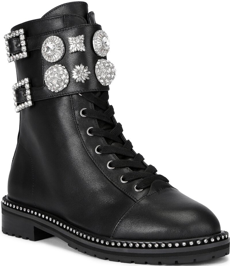 カートジェイガーロンドン レディース シューズ ブーツ・レインブーツ なめし革 Kurt Geiger London Stoop Stud Leather Ornamented Combat Boots Black 黒いこと 靴-ブーツ-その他
