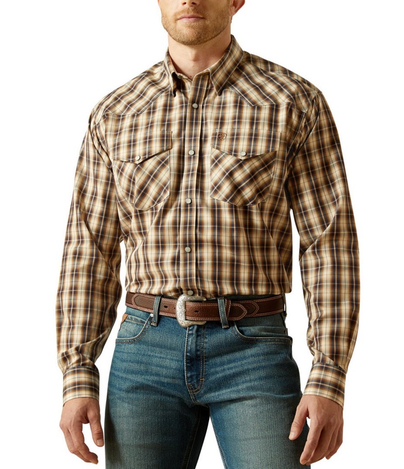 アリアト メンズ トップス シャツ Ariat x Sendero Ethan Wrinkle Free Classic Fit Long Sleeve Plaid Woven Shirt Off-White オフホワイト