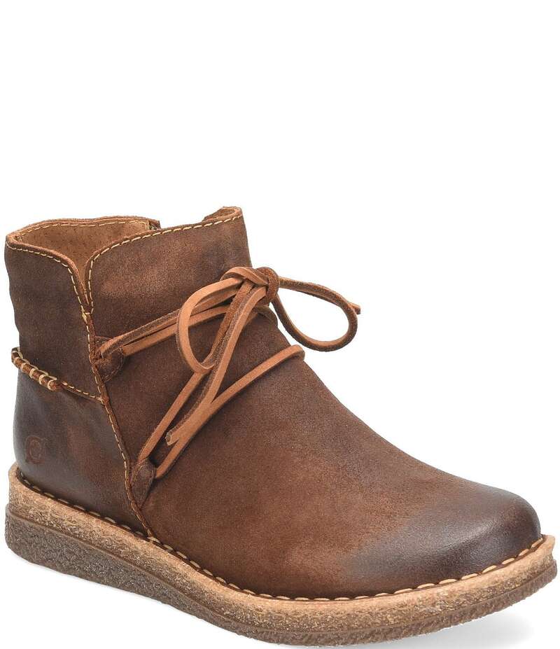 ボーン レディース シューズ ブーツ・レインブーツ アンクル ブーツ レース レザー Born Calyn Distressed Leather Lace Ankle Booties Glazed Ginger|ReVida 店