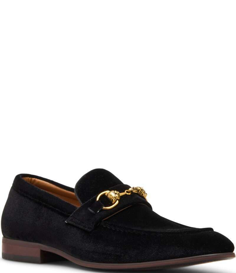 スティーブ マデン メンズ シューズ スリッポン・ローファー ベルベット ローファー Steve Madden Men's Jandre Velvet Bit Buckle Dress Slip On Loafers Black ブラック