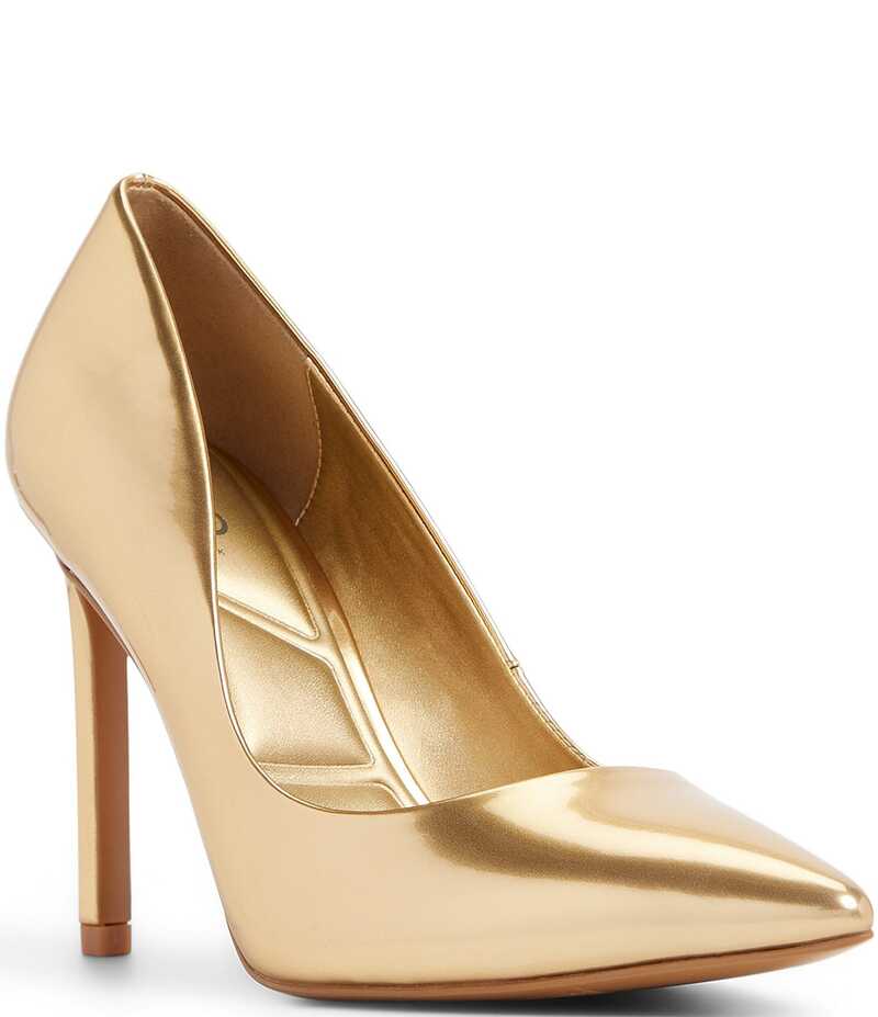 アルド レディース シューズ ヒール トール ALDO Lala Metallic Patent Pointed Toe Dress Pumps Gold ゴールド