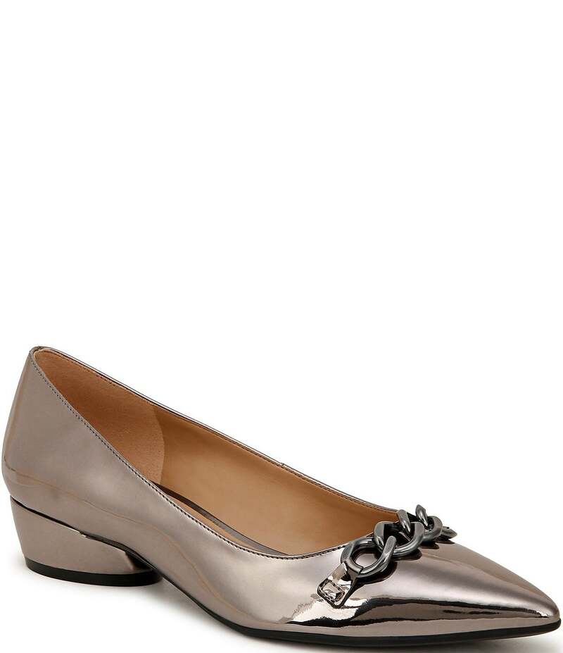 ナチュライザー レディース シューズ パンプス トール Naturalizer Becca Chain Detail Metallic Flats Pewter ピューター