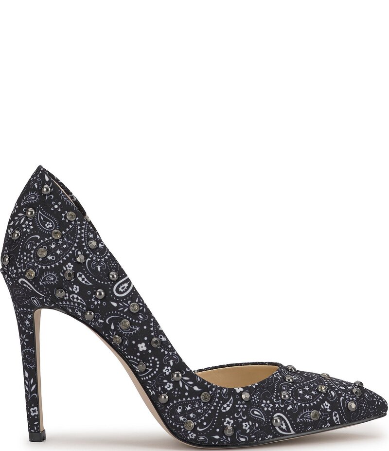 ジェシカシンプソン レディース シューズ ヒール プリント Jessica Simpson Prizma Bandana Print Studded d'Orsay Pumps Midnight/White ホワイト