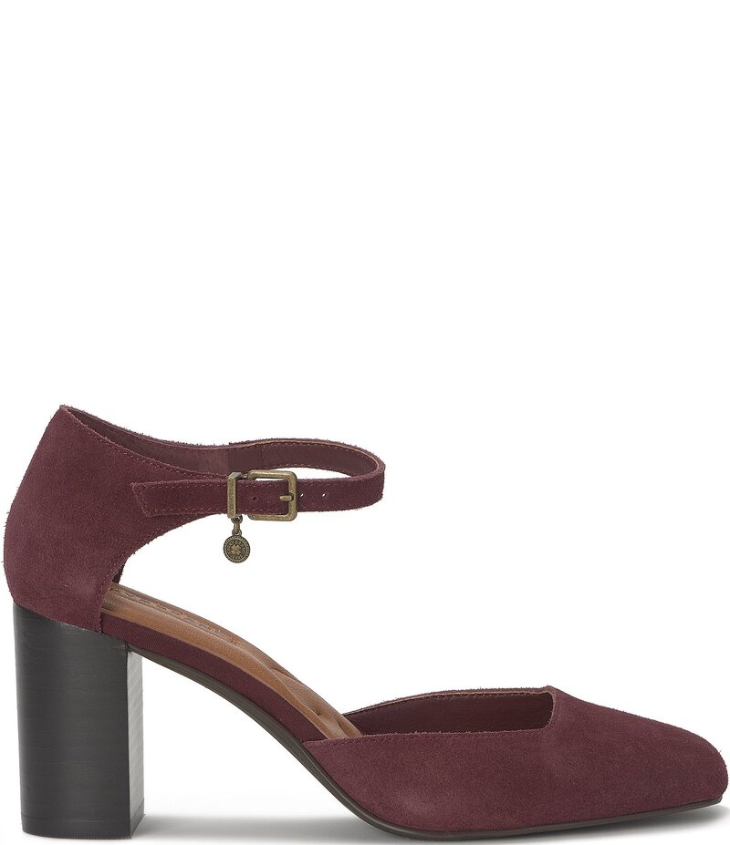 ラッキーブランド レディース シューズ ヒール スエード アンクル Lucky Brand Kanira Suede Ankle Strap Pumps Cranberry｜ReVida 店