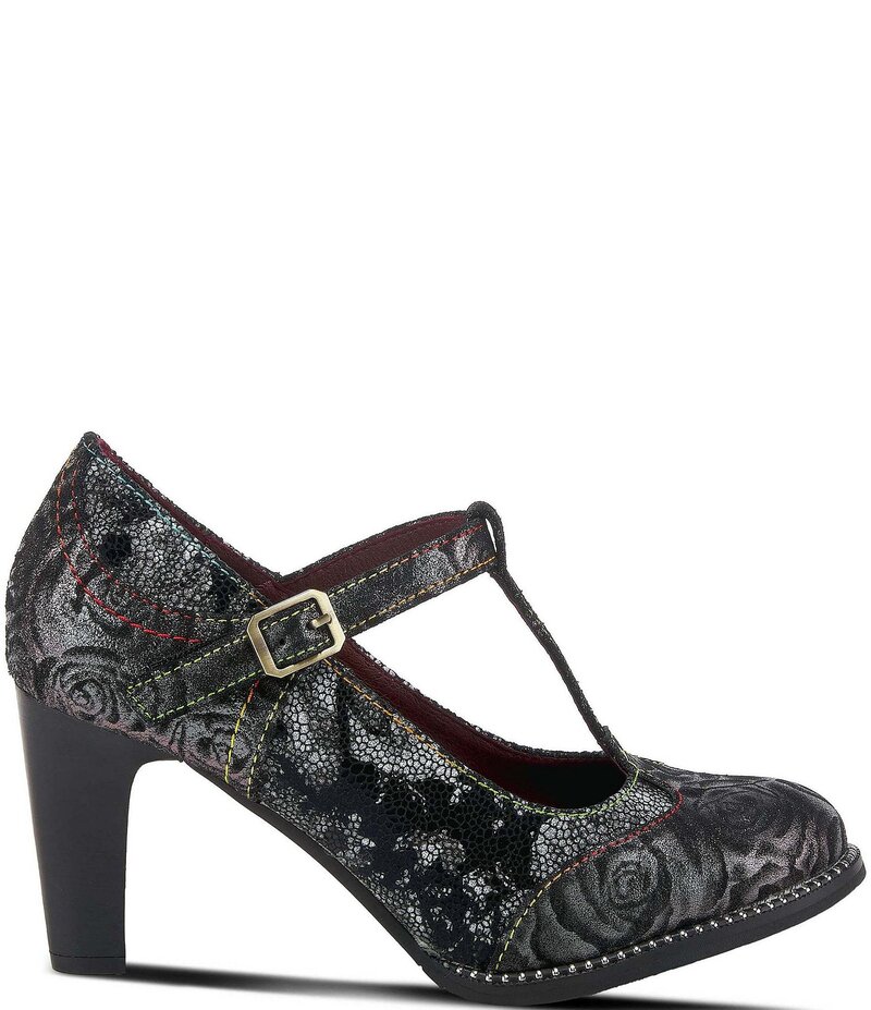 ラリティステ レディース シューズ パンプス フラワー柄 プリント トール レザー フラワー L'ARTISTE Mazie Floral Metallic Print Leather T-Strap Pumps Black Multi ブラック
