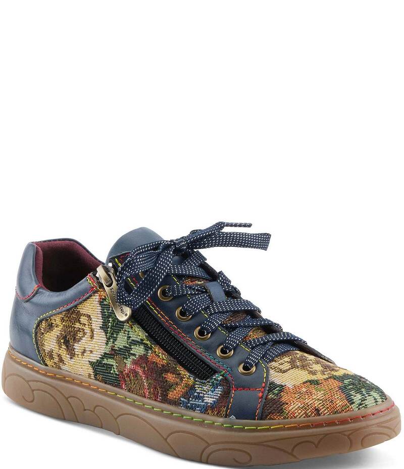 ラリティステ レディース シューズ スニーカー なめし革 L\u0027ARTISTE L`ARTISTE Danli Leather and Tapestry Sneakers Navy Multi 米国海軍