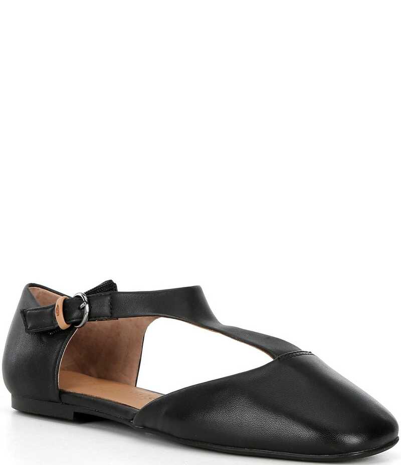 ジェントルソウルズ レディース シューズ パンプス なめし革 Gentle Souls Wyatt Leather T-Strap Flats Black 黒いこと