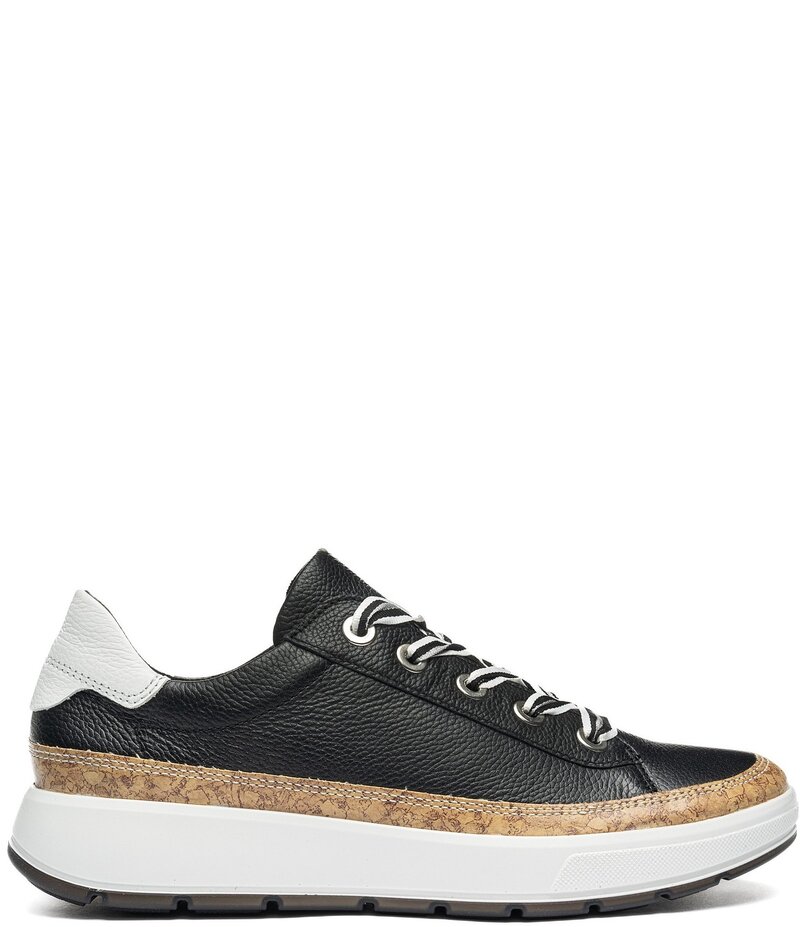 アラ レディース シューズ スニーカー なめし革 ara Rem Leather Cork Accent Sneakers Black 黒いこと