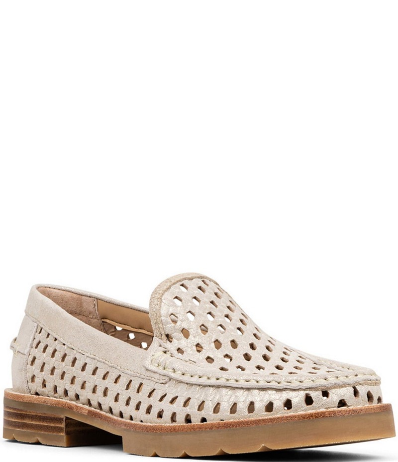 ドナルドプリネール レディース シューズ スリッポン・ローファー トール レザー ローファー Donald Pliner Ombre Woven Embossed Perforated Metallic Leather Loafers Platinum メタリック 32,370円