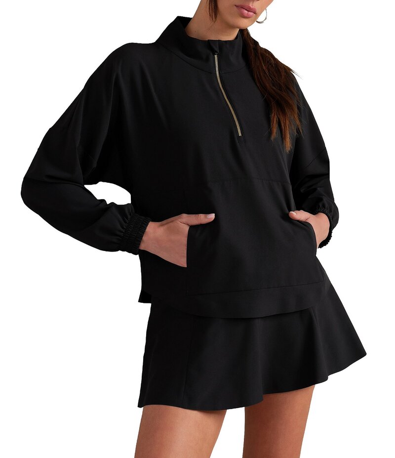 ローヌ レディース アウター 厚地の外套 モックネック RHONE Mirage Mock Neck Long Sleeve All-Weather Anorak Pure Black 黒いこと コート・ジャケット-レディースファッション