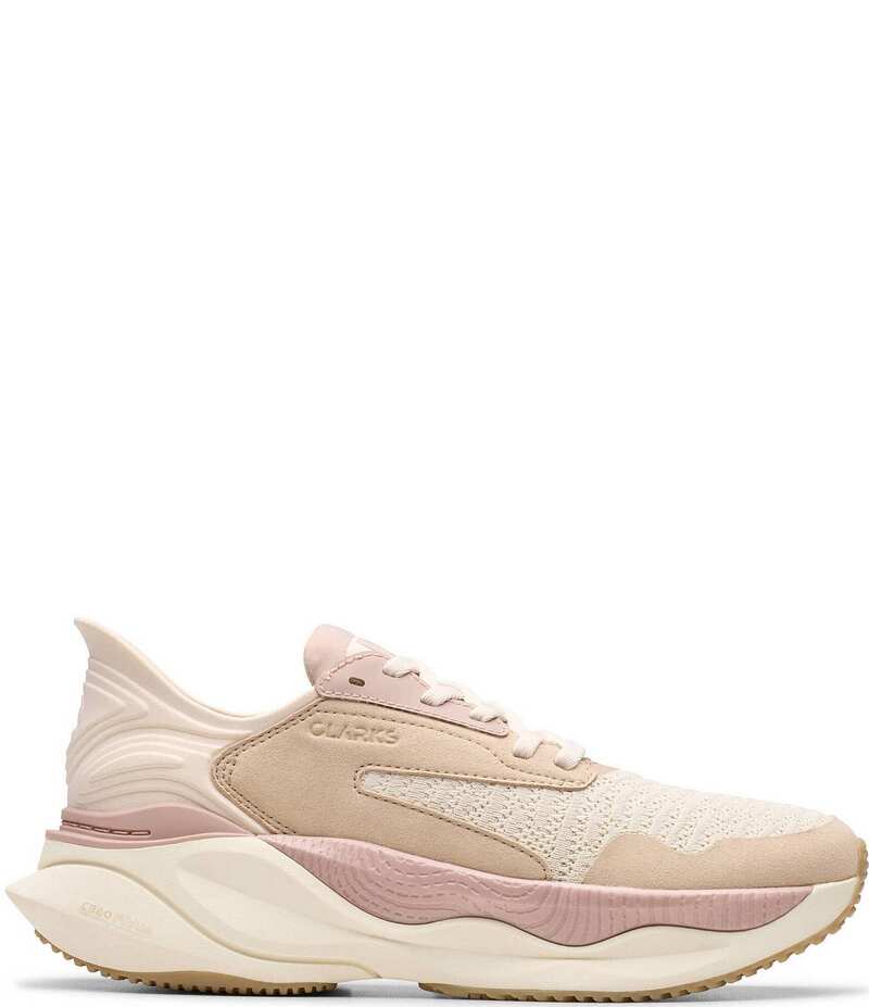 クラークス レディース シューズ スニーカー プラットフォーム ニット Women's Clarks Pace Woven Knit Platform Sneakers Sand Combination サンド