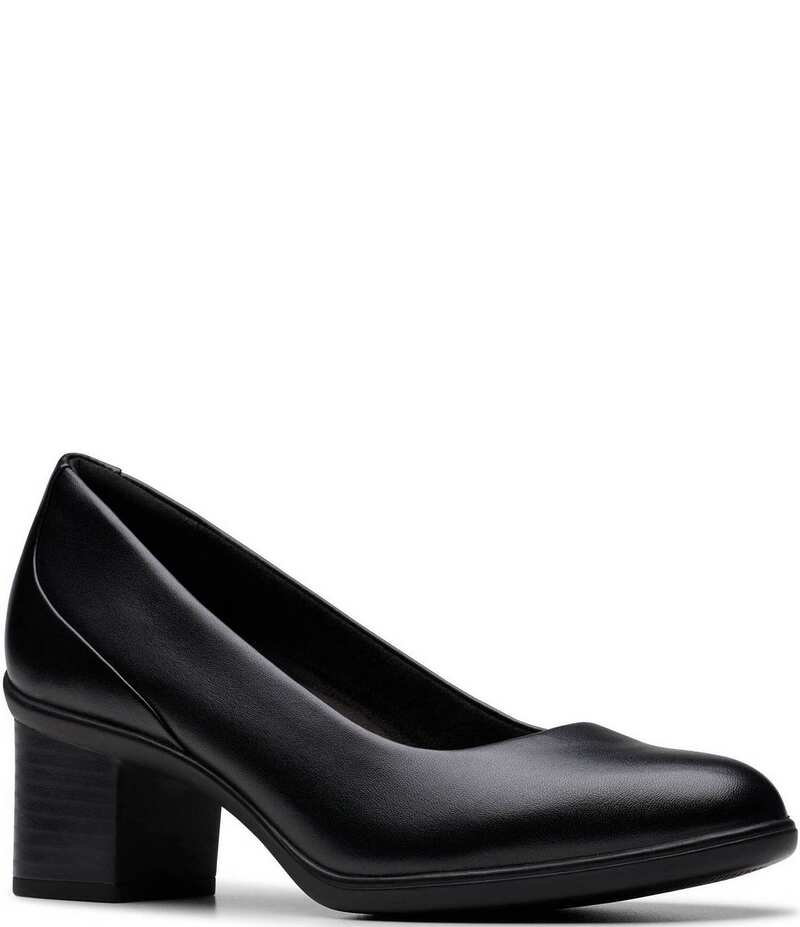 クラークス レディース シューズ パンプス レザー ヒール Clarks Shaya Poppy Leather Block Heel Pumps Black ブラック