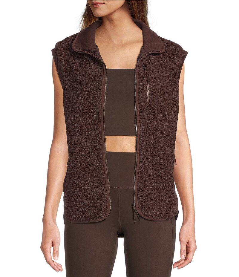 アントニオ メラーニ レディース アウター ベスト ノースリーブ Antonio Melani Stand Collar Sleeveless Zip Front Shearling Vest Chocolate チョコレート