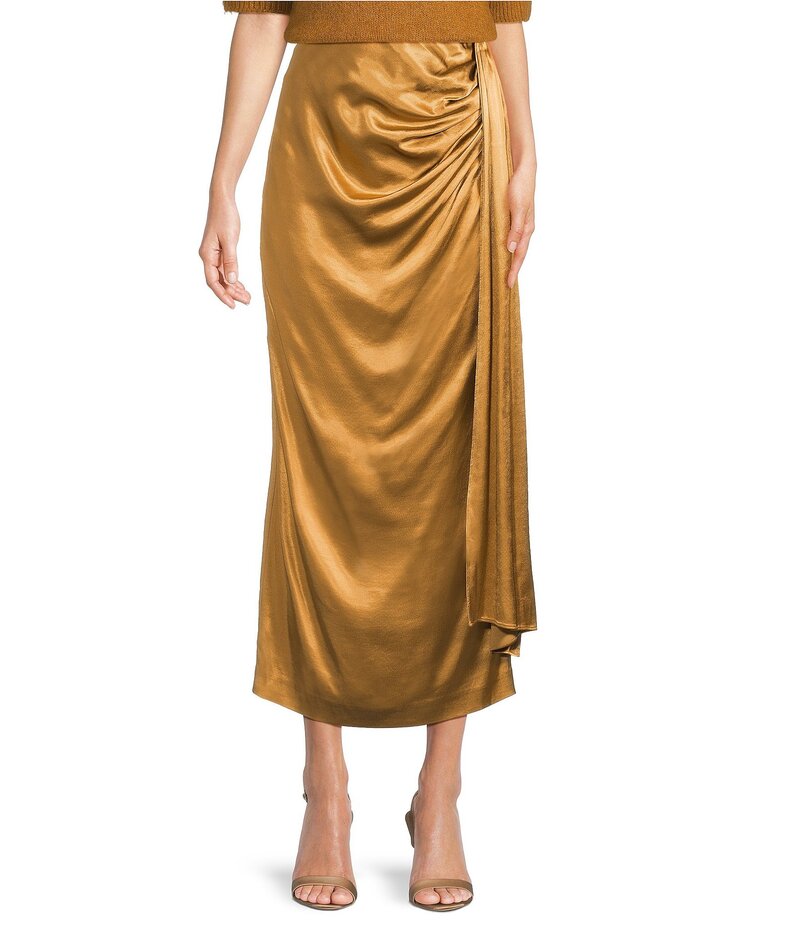 マルケッサ レディース ボトムス スコート 繻子 マキシ Muse by Marchesa Idra Satin Slip Maxi Skirt Mustard 洋芥子