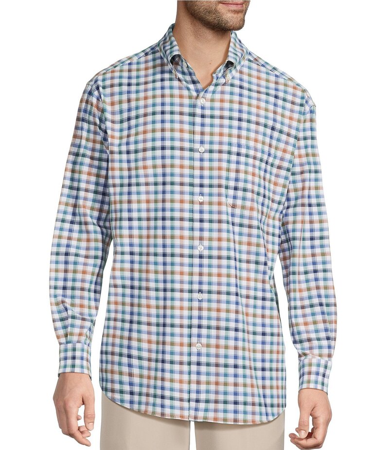 ラウンドトゥリーアンドヨーク メンズ トップス シャツ Roundtree & Yorke Performance The Traveler Long Sleeve Large Check Twill Sport Shirt White ホワイト