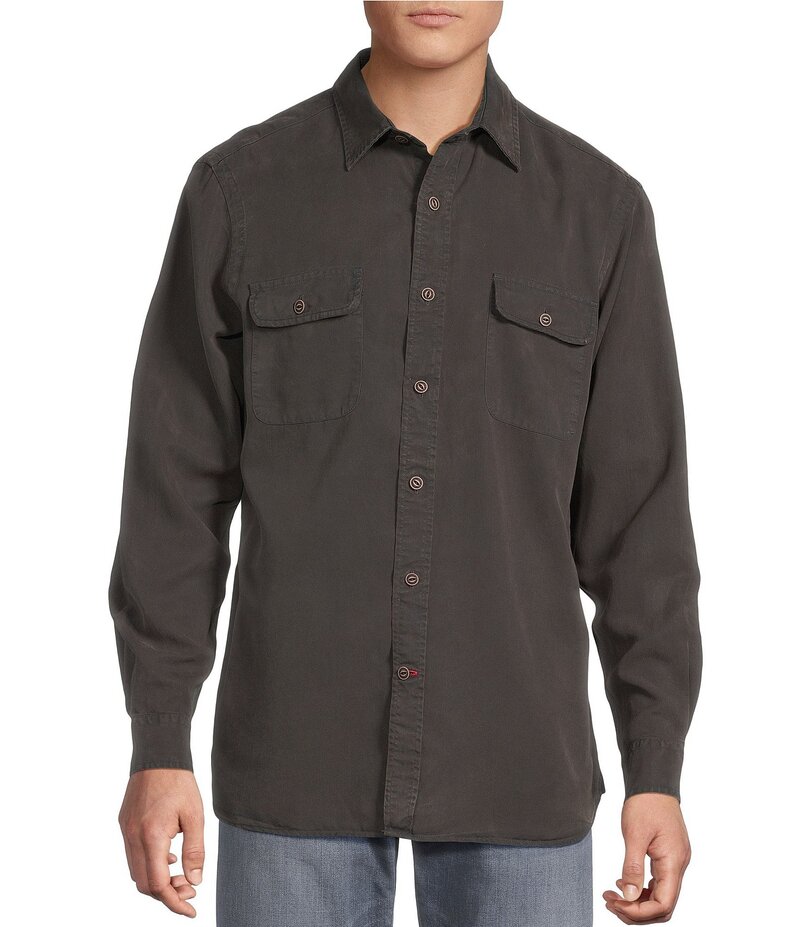 ダニエル クレミュ メンズ トップス シャツ Cremieux Blue Label Garment Dyed Twill Long Sleeve Woven Shirt Black ブラック｜ReVida 店
