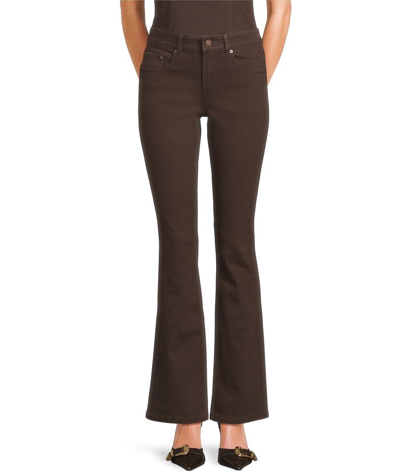 ジービー レディース ボトムス デニムパンツ フレア デニム ジーンズ GB Solid Denim Flare Leg Jeans Brown ブラウン