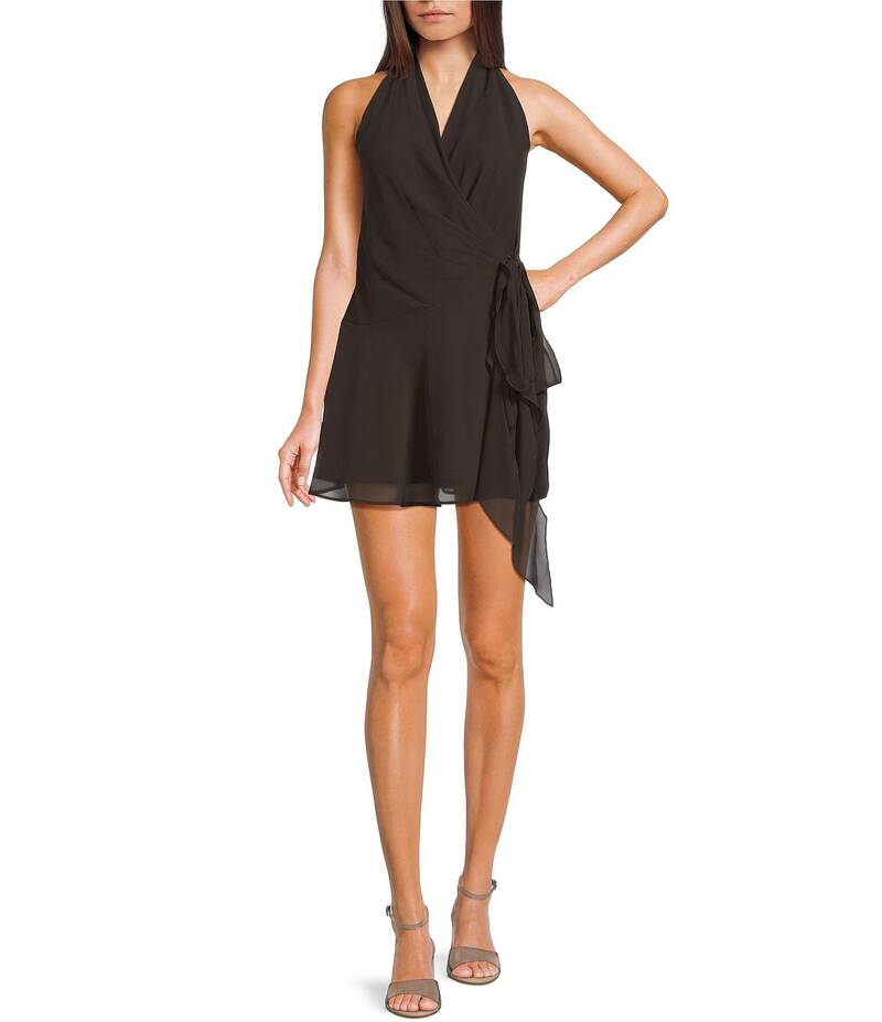 ジービー レディース トップス ワンピース シフォン ホルター GB Chiffon Side Tie Halter Dress Dark Brown ブラウン｜ReVida 店