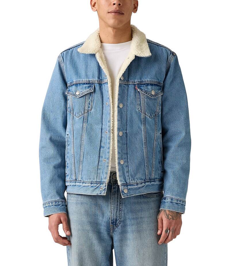 リーバイス メンズ アウター ジャケット・ブルゾン デニム ジャケット Levi'sR Type III Denim/Faux-Sherpa Trucker Jacket Light Stonewash デニム