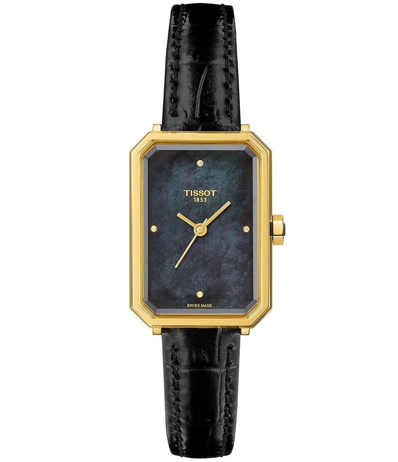 ティソット レディース アクセサリー 腕時計 レザー Tissot Women's SRV Quartz Analog Leather Strap Watch Black ブラック