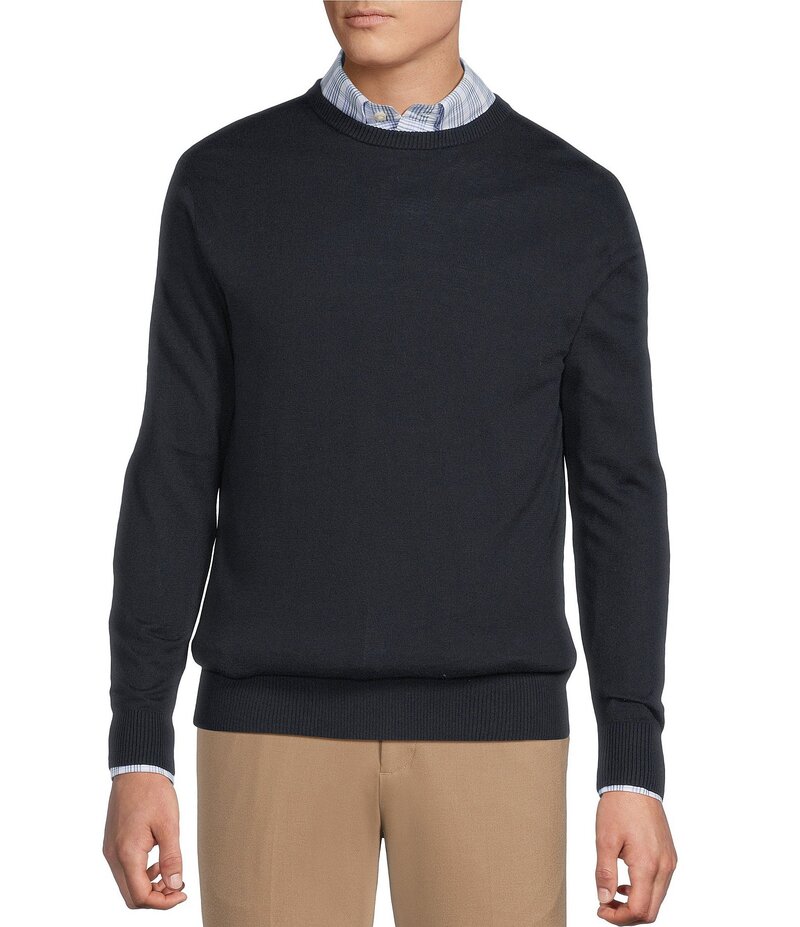 ダニエル クレミュ メンズ アウター ニット・セーター クルーネック セーター Daniel Cremieux Signature Label Solid Crew Neck Sweater Dark Navy ネイビー