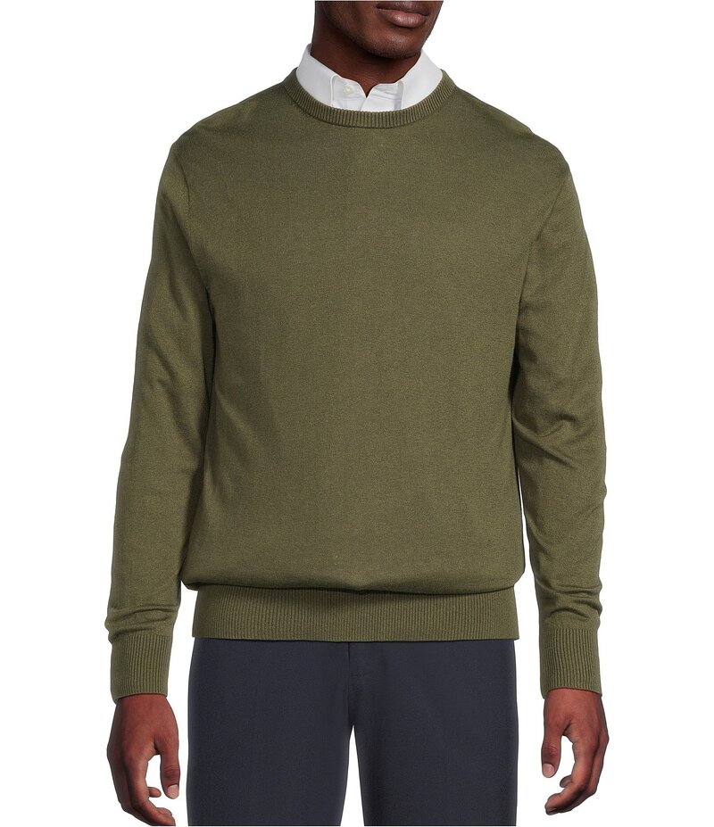 ダニエル クレミュ メンズ アウター ニット・セーター クルーネック セーター Daniel Cremieux Signature Label Solid Crew Neck Sweater Olive オリーブ