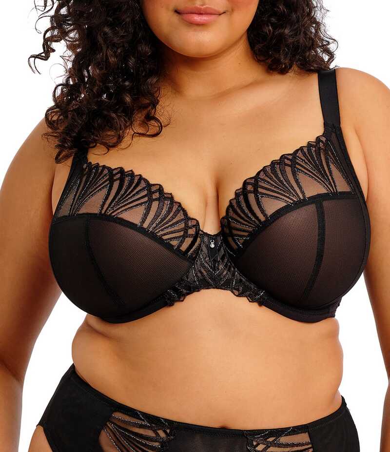猥りがましいミ レディース アンダーお召しもの ブラ Elomi Reja Plunge Cut \u0026 Sewn Convertible Bra Black 黒いこと インナー・下着・ランジェリー-インナー・下着・ナイトウェア-レディース