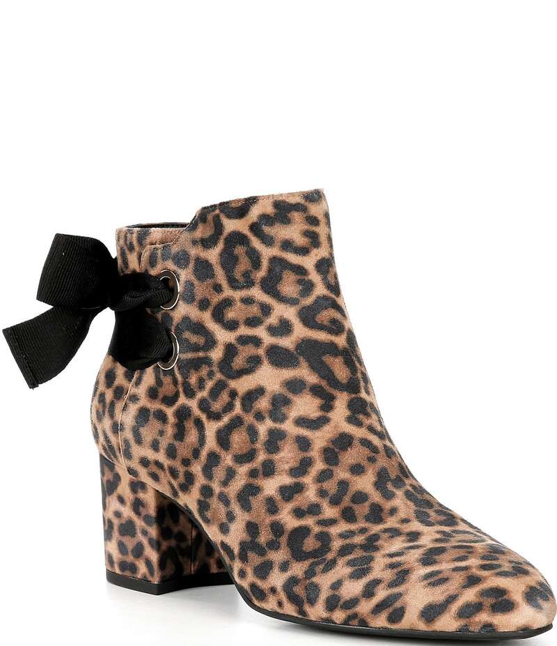 カッパーキー レディース シューズ ブーツ・レインブーツ プリント スエード ブーツ Copper Key Yule Suede Leopard Print Bow Booties Natural アニマル|ReVida 店