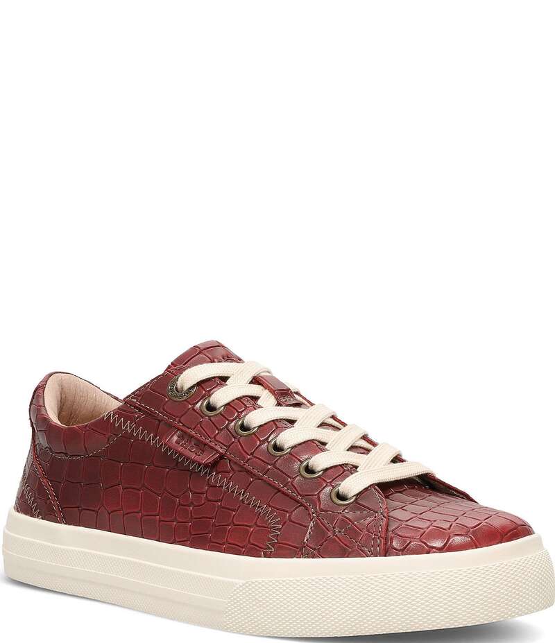 タオスフットウェア レディース シューズ スニーカー プラットフォーム レザー Taos Footwear Plim Soul Lux Croco Embossed Leather Platform Sneakers Red レッド