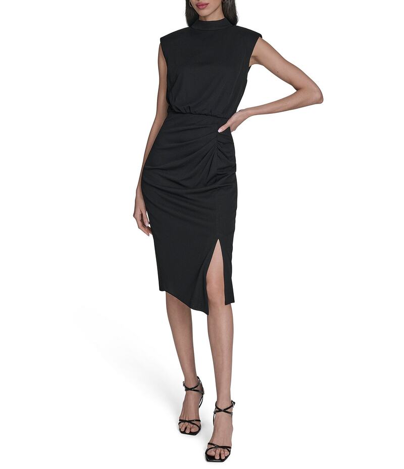 ヴィンスカムート レディース トップス ワンピース モックネック ミディワンピース ミディ ノースリーブ ニット Vince Camuto Knit Mock Neck Sleeveless Midi Dress Black ブラック