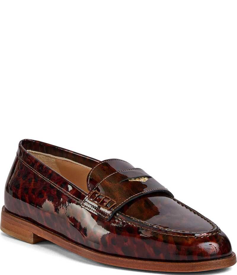 ブルーノマグリ レディース シューズ スリッポン・ローファー 刷り上げる なめし革 置き目毛革 Bruno Magli Lola Tortoise Print Patent Leather Penny Loafers Tortoise