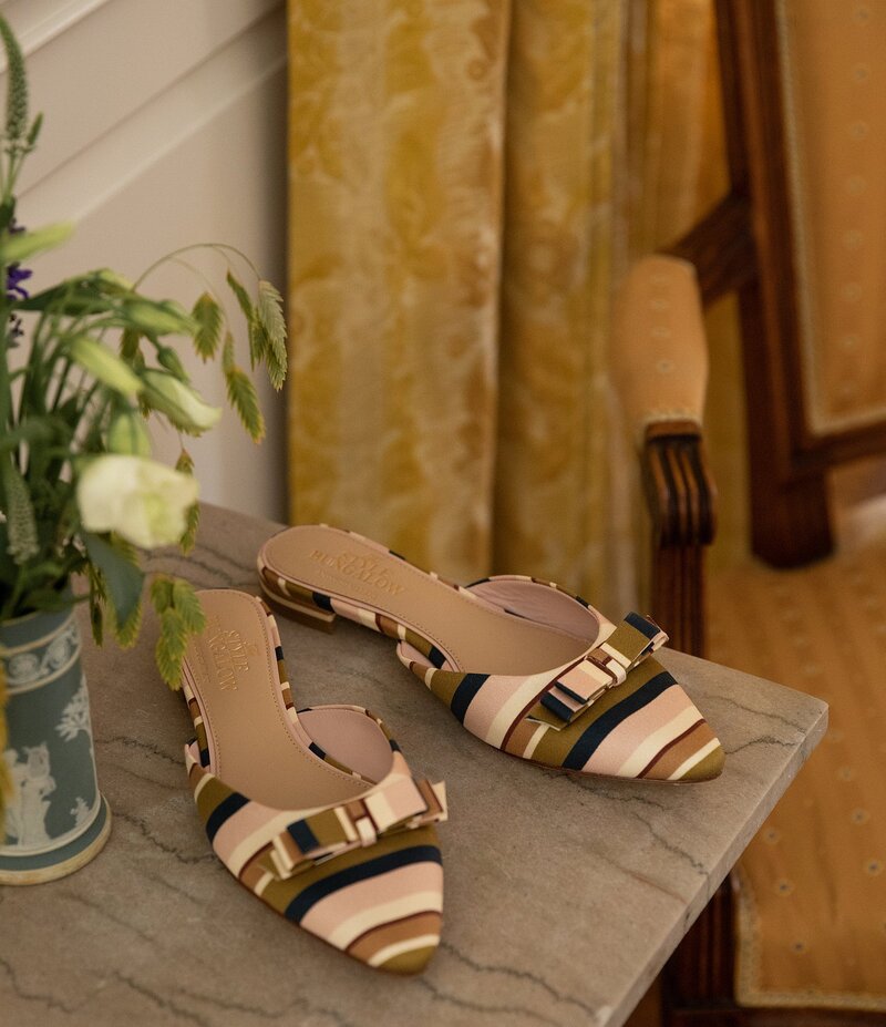 アントニオ メラーニ レディース シューズ パンプス Antonio Melani x Style Bungalow Chez Striped Fabric Bow Detail Mules Touch of Pink ピンク