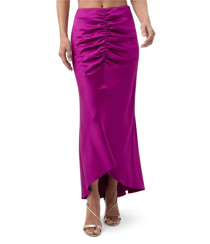 トリーナターク レディース ボトムス スカート ギャザー サテン Trina Turk Aspen Satin Ruched Front High-Low Skirt Geranium