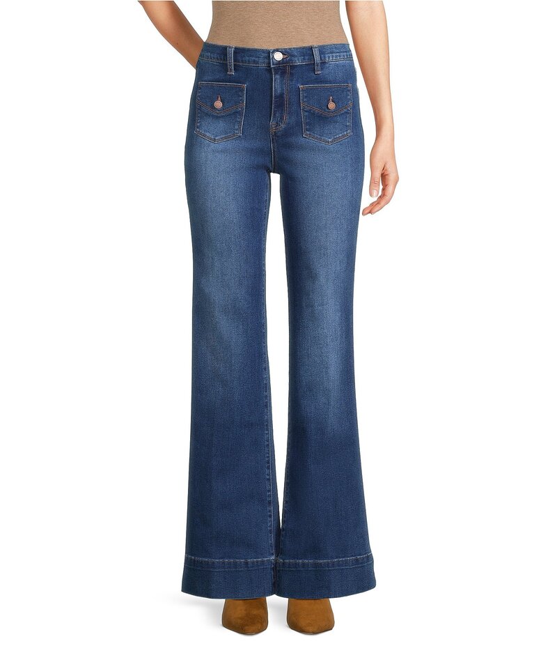 コード ブルー レディース ボトムス デニムパンツ ワイドレッグ ジーンズ Code Bleu High Rise Patch Pocket Wide Leg Jeans Sable Wash