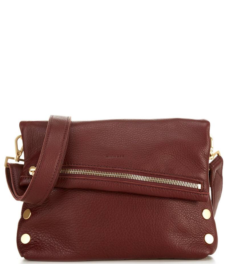 ハミット レディース バッグ ショルダーバッグ レザー Hammitt Fold-Over VIP Leather Medium Gold Hardware Crossbody Bag Cherrywood Pebble/BG ゴールド